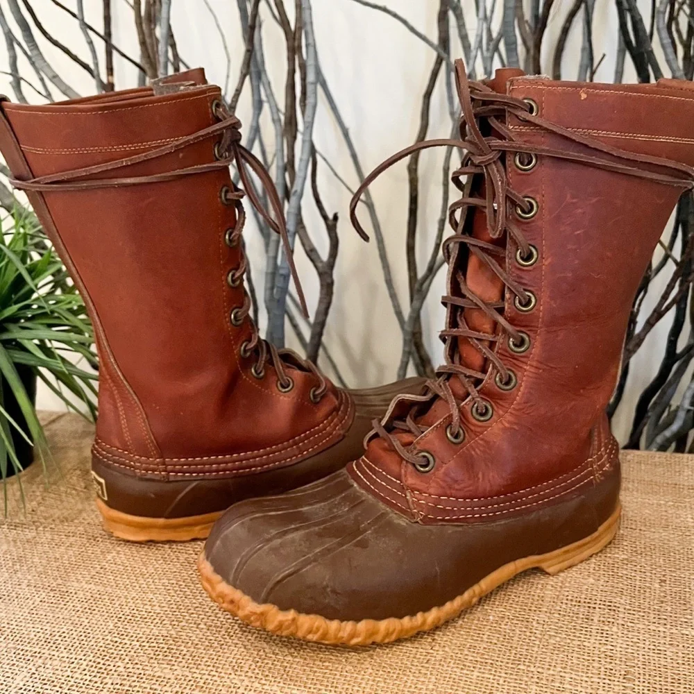 Vintage L.L. Bean Men’s Tall Maine Hunting Boots Brown Size 8 FF Waterproof